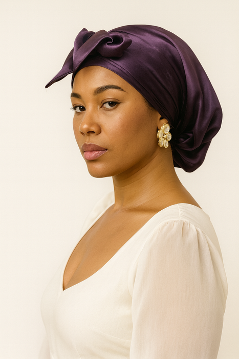 Plum Turban 100% Mulberry Silk