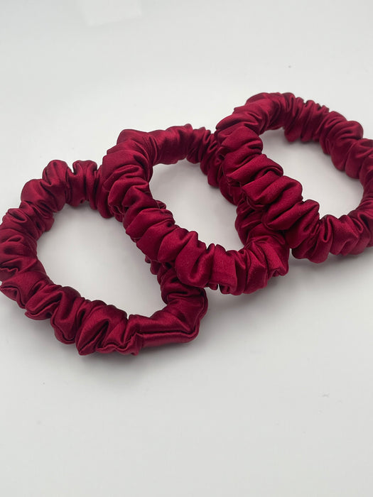 Crimson Red 100% Mulberry Silk Scrunchies