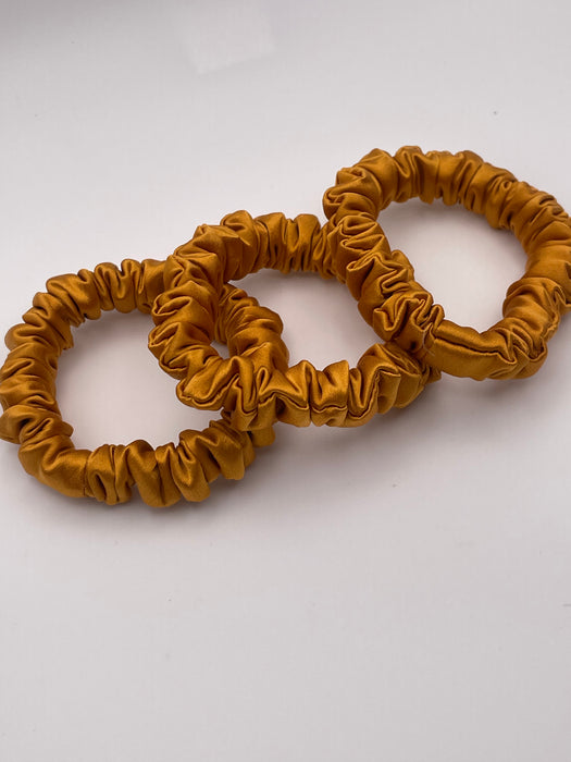 Amber Yellow 100% Pure Mulberry Silk Scrunchies