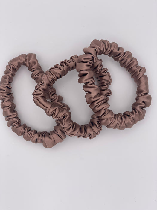 Mocha 100% Mulberry Silk Scrunchies