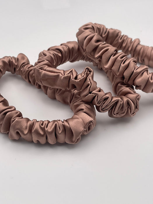 Mocha 100% Mulberry Silk Scrunchies
