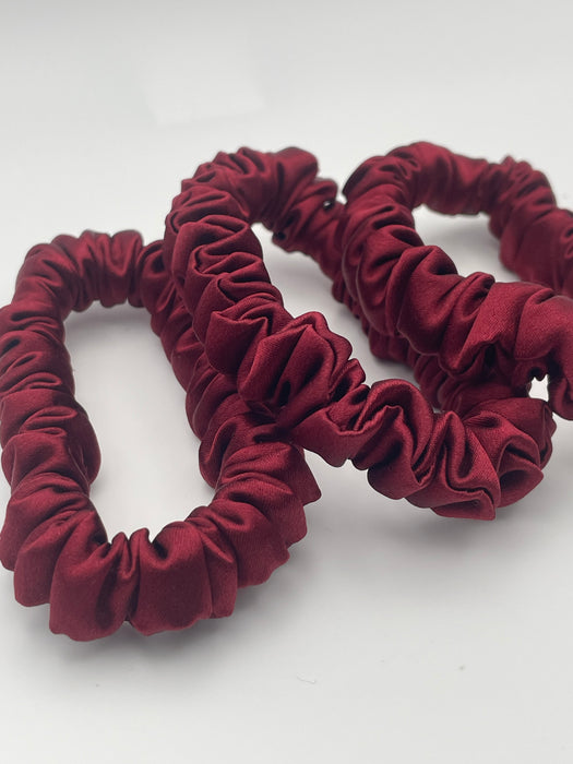 Berry Red 100% Mulberry Silk Scrunchies