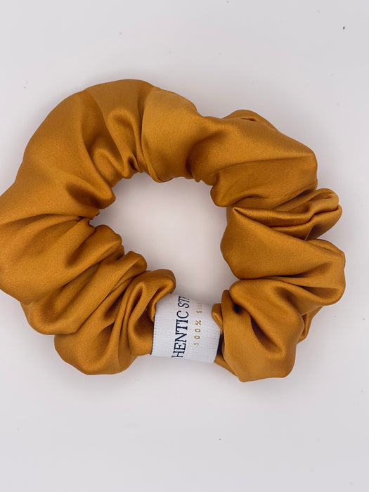 Amber Yellow 100% Pure Mulberry Silk Scrunchies