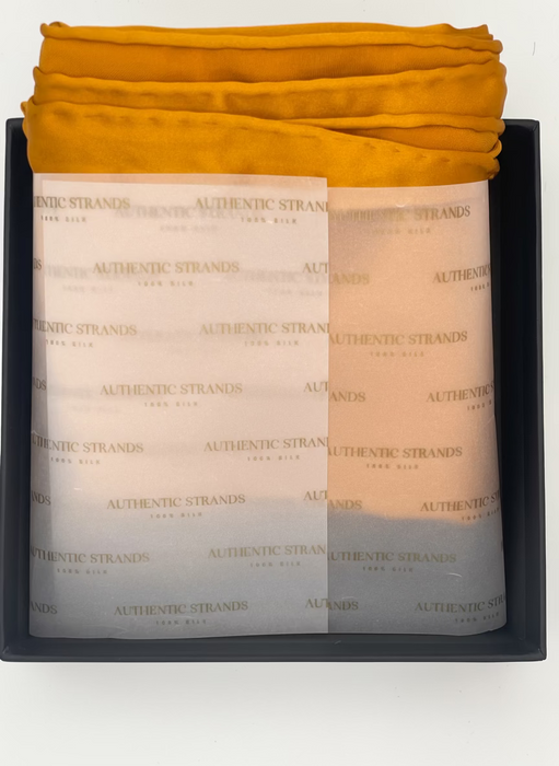 Amber Yellow 100% Mulberry Silk hair Scarf 19 momme